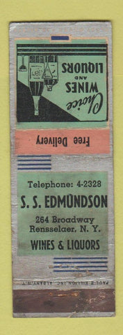 Matchbook Cover - SS Edmundson Restaurant Rensselaer NY WORN