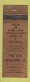 Matchbook Cover - Pine Hills Liquor Store Albany NY WEAR