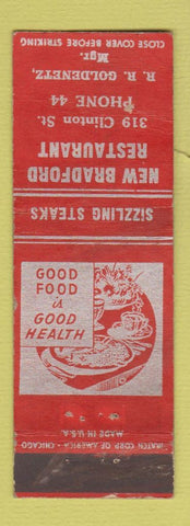 Matchbook Cover - New Bradford Restaurant WORN