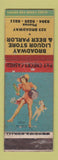 Matchbook Cover - Broadway Liquor Store Bar pinup girlie WORN