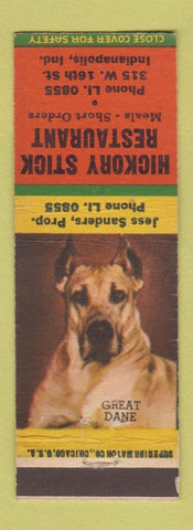 Matchbook Cover - Hickory Stick Restaurant Indianapolis IN Great Dane