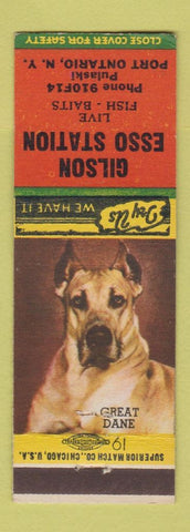 Matchbook Cover - Gilson Esso oil gas Port Ontario NY Great Dane