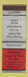 Matchbook Cover - Madison Liquor and Wine Albany NY