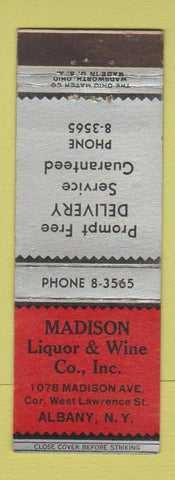 Matchbook Cover - Madison Liquor and Wine Albany NY