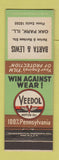 Matchbook Cover - Veedol Tydol oil gas Barta & Lewis Oak Park IL feature