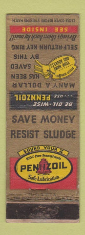 Matchbook Cover - Pennzoil oil gas WORN