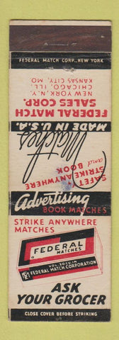 Matchbook Cover - Federal Matches WEAR