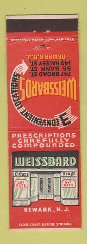 Matchbook Cover - Weissbard Cigars Drugs Newark NJ