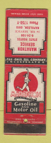 Matchbook Cover - Marathon oil gas Napoleon OH WORN