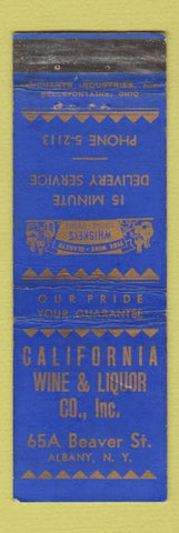 Matchbook Cover - California Wine Liquor Albany NY MERCHANTS