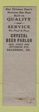 Matchbook Cover - Crystal Beer Parlor Savannah GA