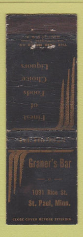 Matchbook Cover - Graner's Bar St Paul MN WORN