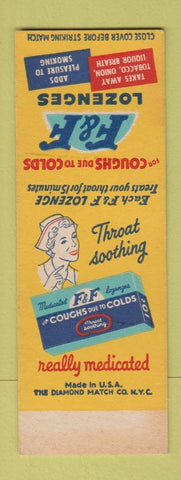 Matchbook Cover - F&F Cough Lozenges drops SAMPLE