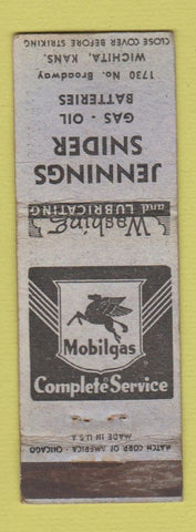 Matchbook Cover - Jennings Snider Mobil oil gas Wichita KS WORN