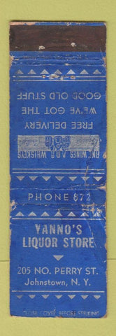Matchbook Cover - Yanno's Liquor Store Johnstown NY POOR
