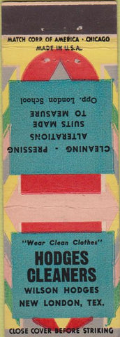 Matchbook Cover - Hodges Cleaners New London TX