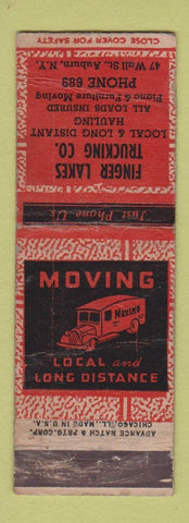 Matchbook Cover - Finger Lakes Trucking Auburn NY ADVANCE WORN
