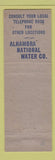 Matchbook Cover - Alhambra Water Company San Francisco CA