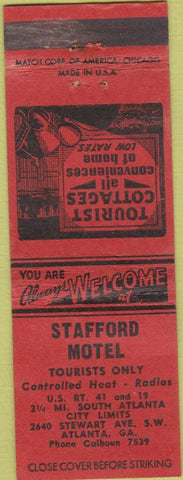 Matchbook Cover - Stafford Motel Atlanta GA