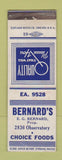 Matchbook Cover - Bernard's Restaurant