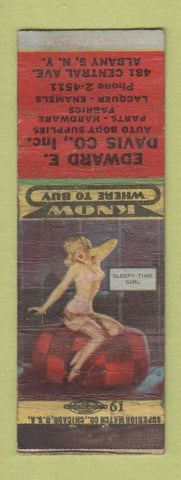 Matchbook Cover - Edward Davis Auto Body Albany NY pinup POOR