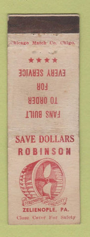 Matchbook Cover - Robinson Fans Zelienople PA WEAR