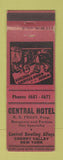 Matchbook Cover - Central Hotel Cherry Valley NY