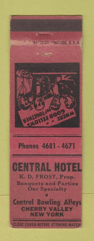 Matchbook Cover - Central Hotel Cherry Valley NY