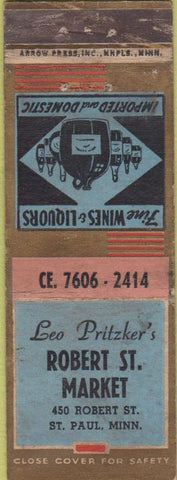 Matchbook Cover - Pritzker's Market St Paul MN Arrow WORN