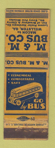 Matchbook Cover - M&M Bus Company Wellston GA WORN
