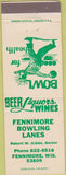 Matchbook Cover - Fennimore Bowling Fennimore WI