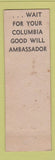 Matchbook Cover - Columbia Exhibitors Good Will Campaign CROWN
