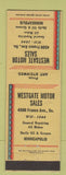 Matchbook Cover - Westgate Motor Sales Skelly oil gas Minneapolis MN