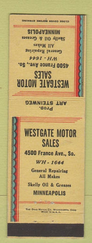Matchbook Cover - Westgate Motor Sales Skelly oil gas Minneapolis MN