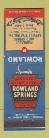 Matchbook Cover - Perreault Auto Spring Service Waterbury CT Rowland