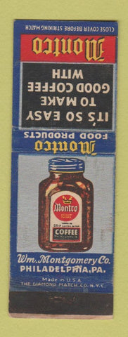Matchbook Cover - Montco Food Products Philadelphia PA Coffee