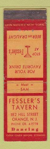 Matchbook Cover - Fessler's Tavern Orange NJ WEAR