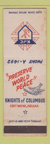 Matchbook Cover - Knights of Columbus Fort Wayne IN WEAR