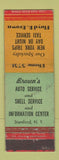 Matchbook Cover - Brown's Auto Shell oil gas Stamford NY Taxi WORN