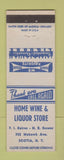 Matchbook Cover - Home Wine Liquor Store Scotia NY