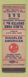 Matchbook Cover - Disabled American Veterans DAV Fort Wayne IN Elmer Pond