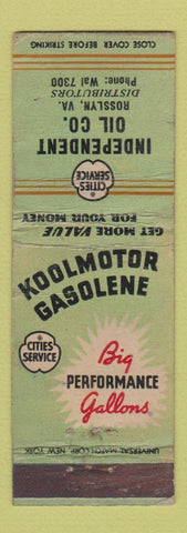 Matchbook Cover - Cities oil gas Independent Rosslyn VA WEAR