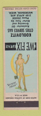 Matchbook Cover - Koolovitz Cities oil gas Muskegon MI pinup