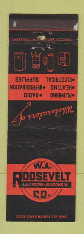 Matchbook Cover - Roosevelt Plumbing Heating Radio Electrical La Crosse WI WEAR