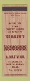 Matchbook Cover - A Mativi North Adams MA Appliances