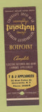 Matchbook Cover - Hotpoint Appliances T&J Gloversville NY
