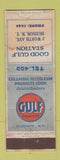 Matchbook Cover - Gulf oil gas Good Gulf Hudson NY Federal WORN low phone #