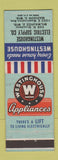 Matchbook Cover - Westinghouse Appliances Electric Supply Madison Milwaukee WI