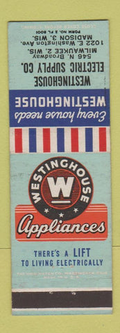 Matchbook Cover - Westinghouse Appliances Electric Supply Madison Milwaukee WI