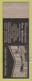 Matchbook Cover - Westinghouse Appliances Electric Supply Madison Milwaukee WI